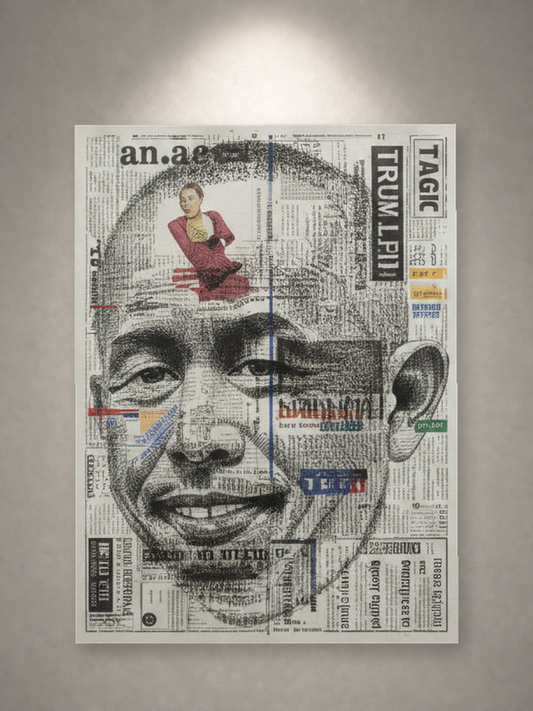 roidworksgallery Yoshio Yoshimura - Self-Portrait of A and Un シルクスクリーン、新聞紙 / Silkscreen on newspaper