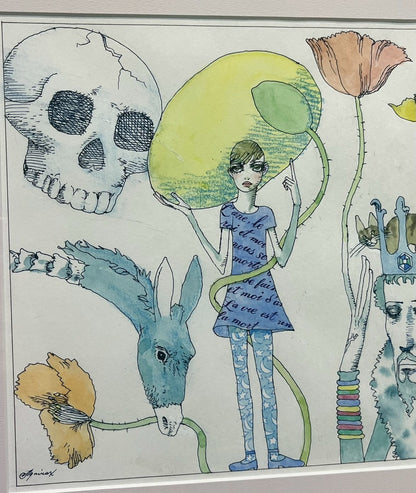 宇野亚喜良 钢笔 水彩画 原稿 ペン、水彩 / Pen and watercolor