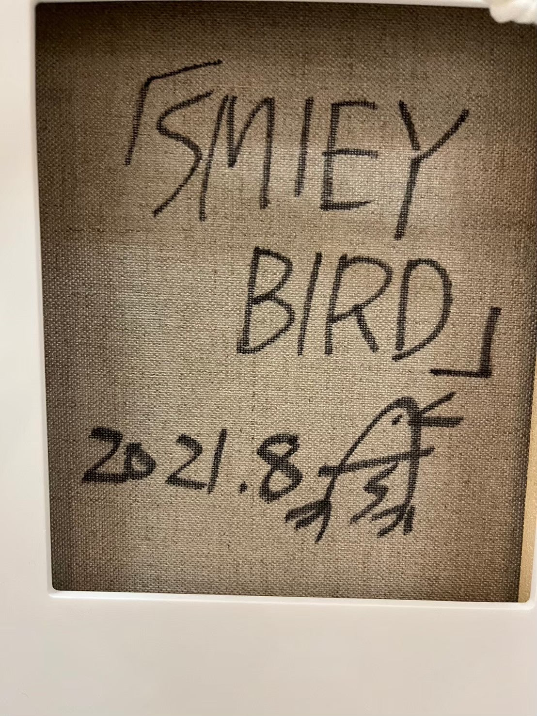 下家杏樹「SMILEY BIRD」油彩・キャンバス 別角度