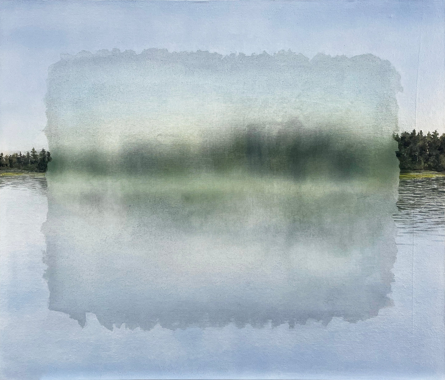 角谷紀章「Frosted window #20」 綿布に岩絵具・アクリル絵の具 / Rock pigments and acrylic on cotton