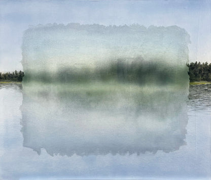 角谷紀章「Frosted window #20」 綿布に岩絵具・アクリル絵の具 / Rock pigments and acrylic on cotton