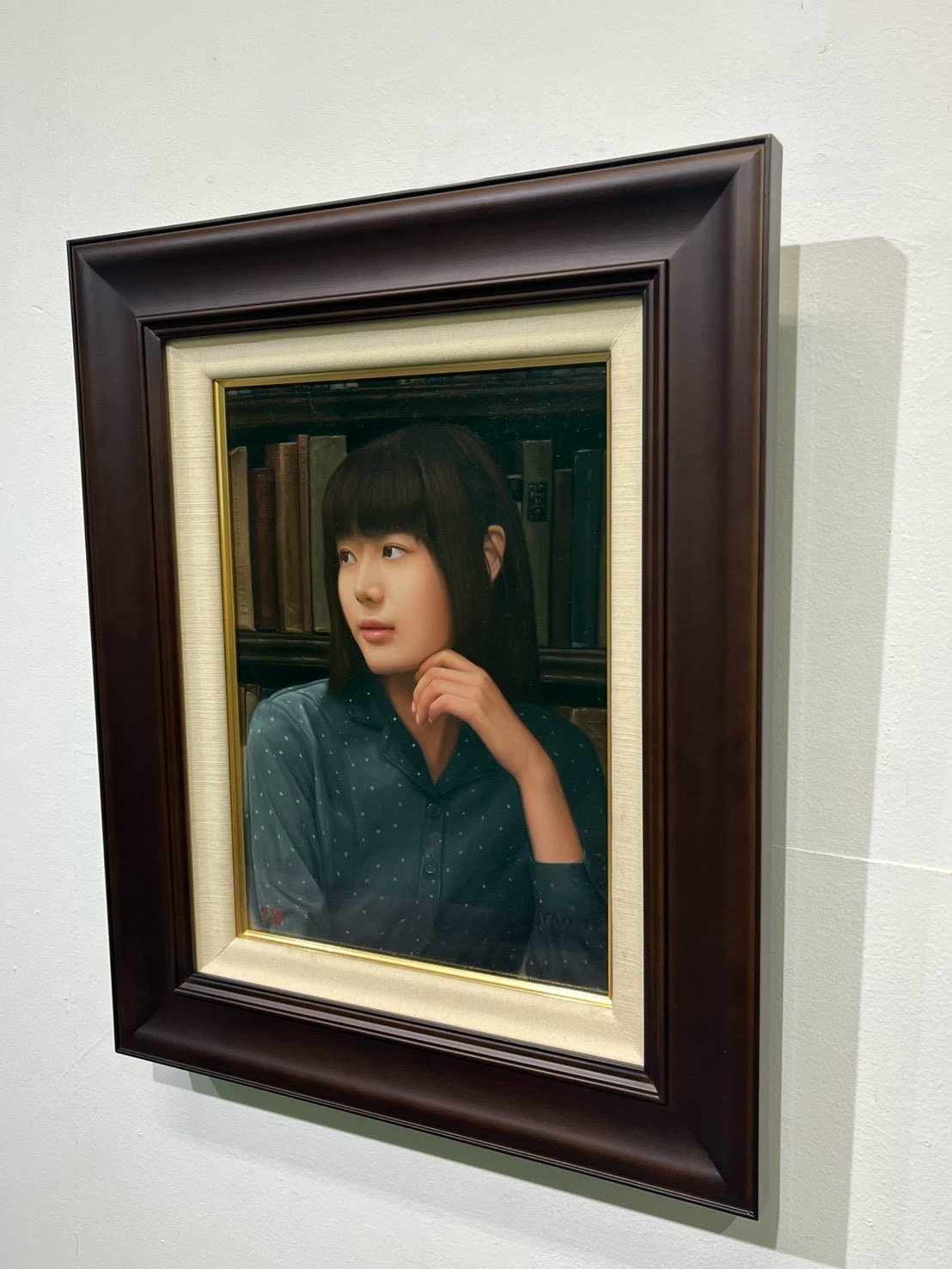 𠮷間春樹 𠮷間春樹「書斎に居る女性」 パネルに天竺綿布、油彩