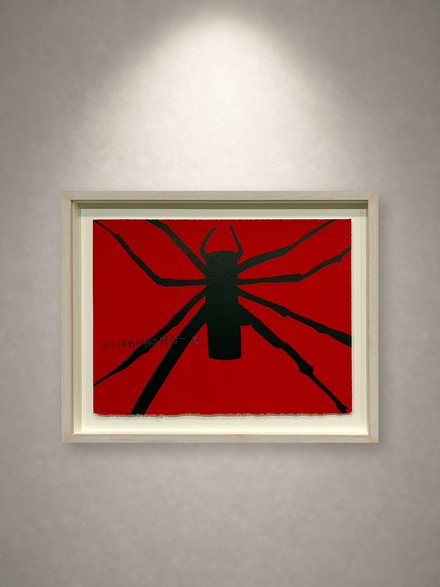 木原千春「蜘蛛」13/20 一灯の白色スポットライトによる壁面展示イメージ・正面（作品・額装非改変）