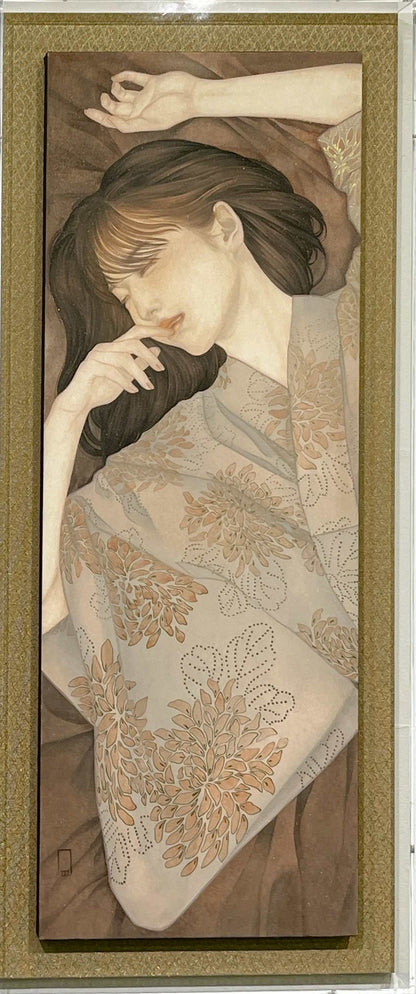 下重ななみ 下重ななみ「花影」 白麻紙、墨、岩絵具