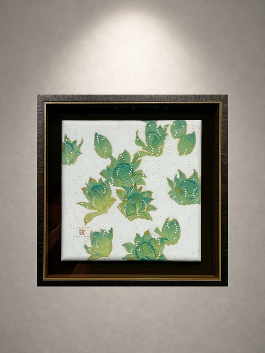板垣夏樹「Decorative-HUKINOTOU」 紙本彩色（和紙に岩絵の具、水干絵具、雲母）