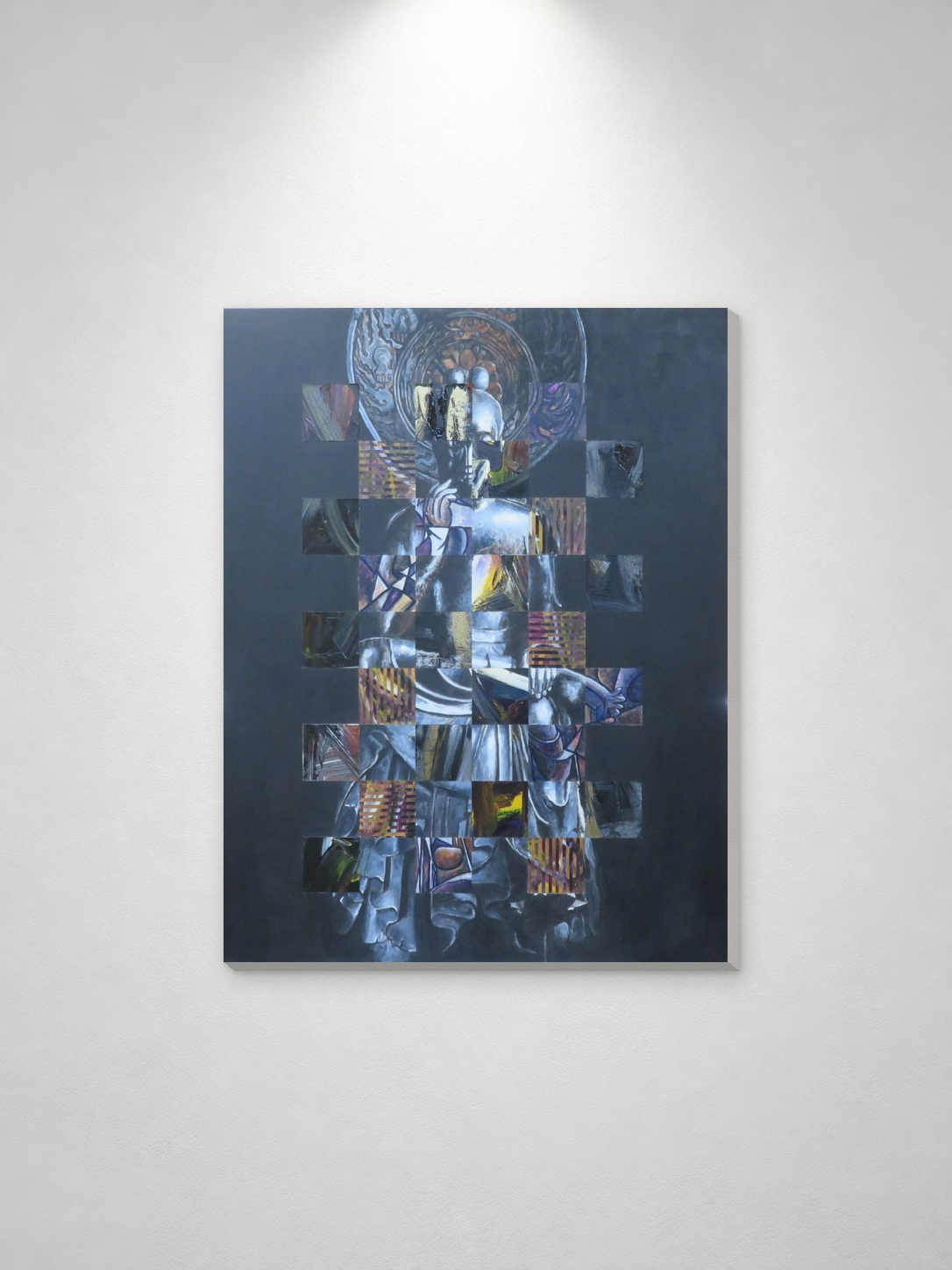 星山耕太郎「菩薩半跏像」展示イメージ／縮尺は概算、実際の展示写真ではありません。キャンバスの厚みは約3cmを仮定して表現しており、実測値ではありません。