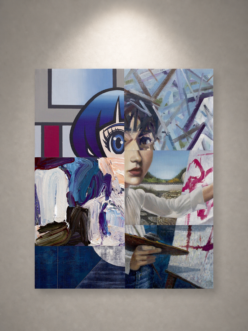 星山耕太郎「Painter #2」 一灯の白色スポットライトによる壁面展示イメージ・正面（作品画像非改変）