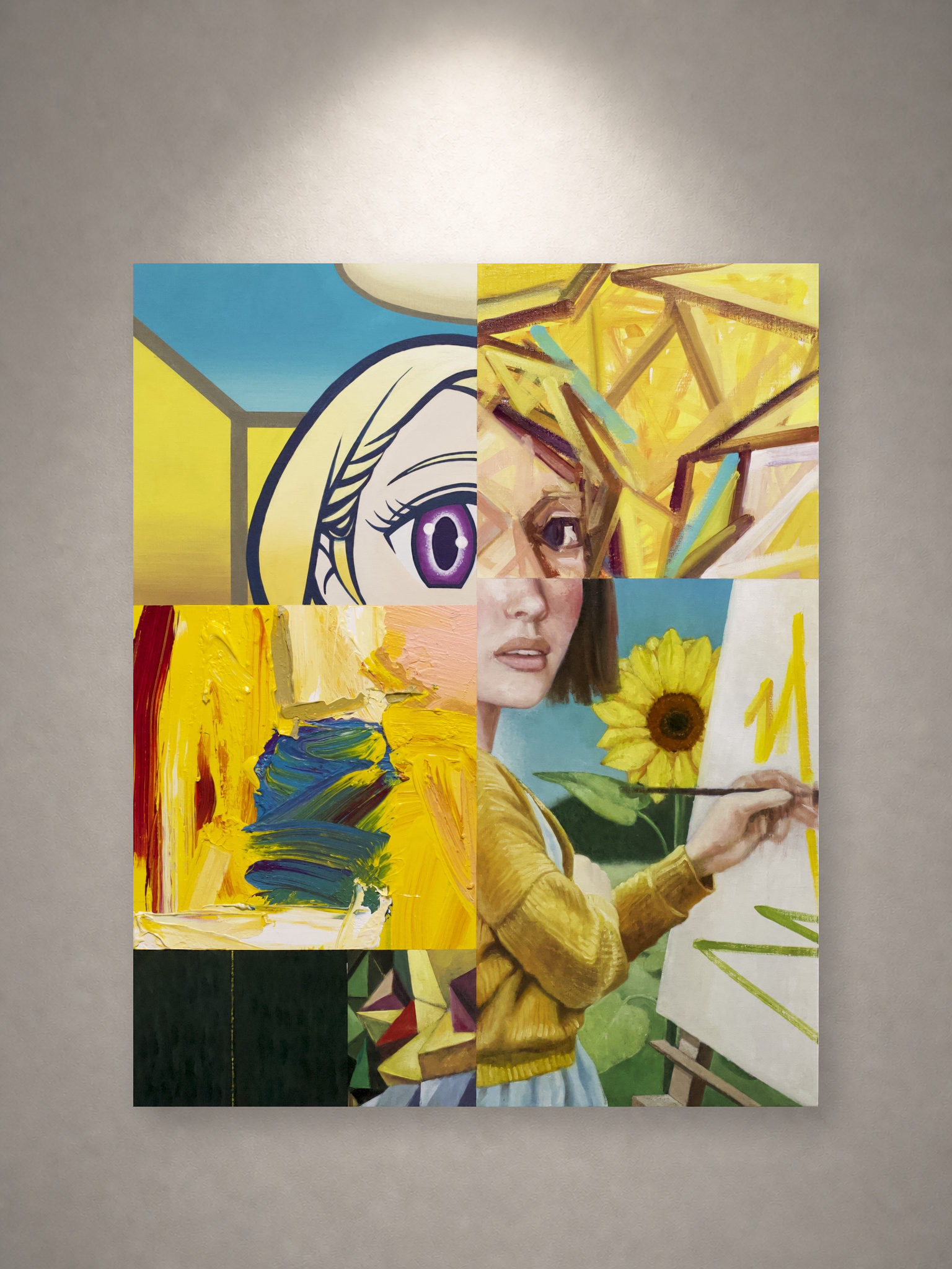 星山耕太郎「Painter #3」 一灯の白色スポットライトによる壁面展示イメージ・正面（作品画像非改変）