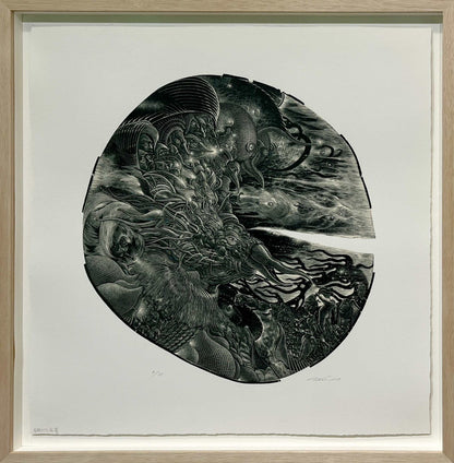 二階武宏 二階武宏「有機的な夜響」 木口木版画 / Wood engraving
