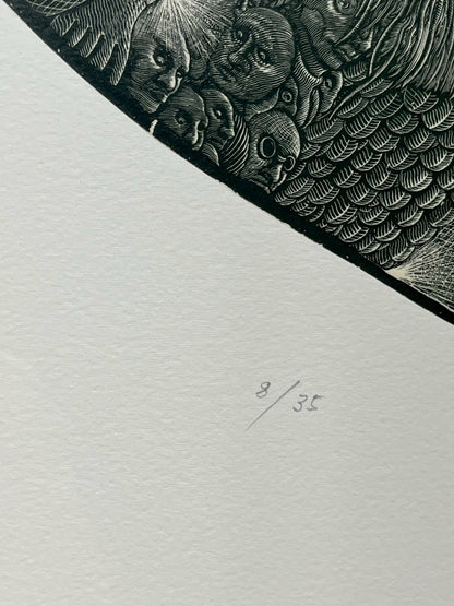 二階武宏 二階武宏「有機的な夜響」 木口木版画 / Wood engraving