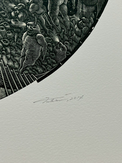 二階武宏 二階武宏「有機的な夜響」 木口木版画 / Wood engraving